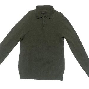 Beams Plus 9G Knit Polo Shirt Dark Green 100% Wool Size L/M Preppy Old Money